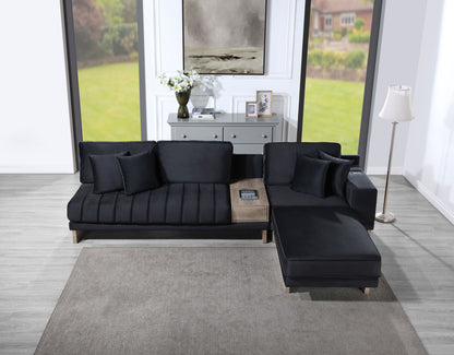 Memphis - Reversible Sectional Sofa Ottoman With Storage Compartment, Drawer, USB ports, Charging Outlets Lilola Home