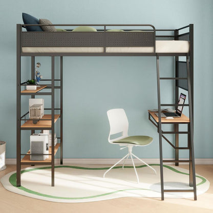 Campus - 3-Shelf Metal Twin Workstation Loft Bed Coaster Fine Furniture