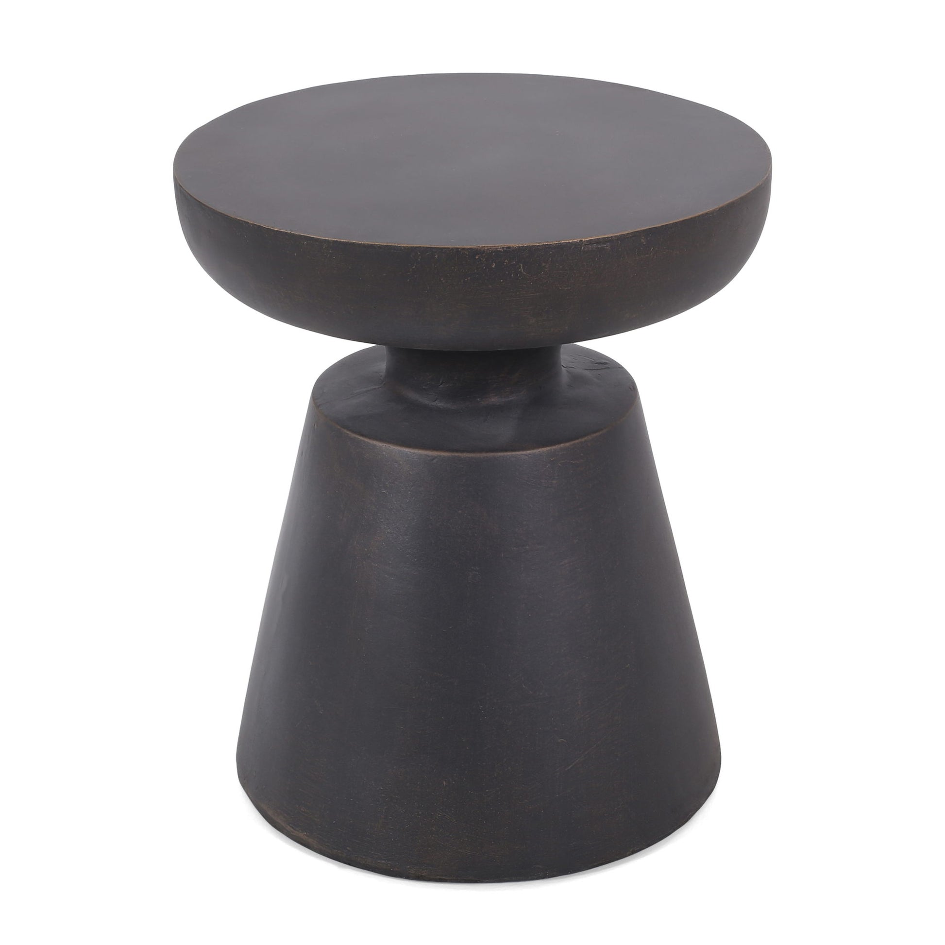 Outdoor Lightweight Concrete End Table With Half Sphere Top - Copper Noble House