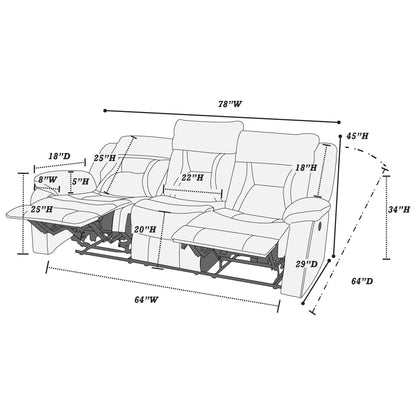Modern Reclining Sofa With Pillow Arms And Headrest Home Essentials