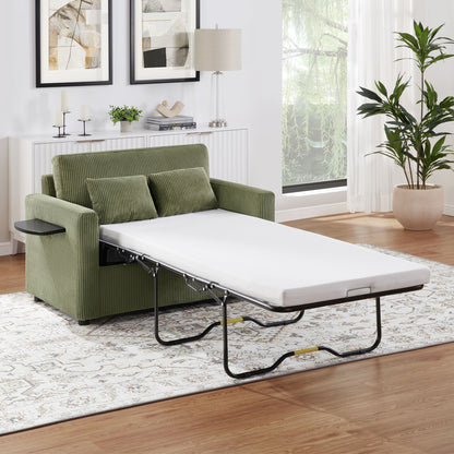 Sleeper Sofa With Foldable Mattress, USB Ports, Side Table & Storage Pocket Hearth and Haven