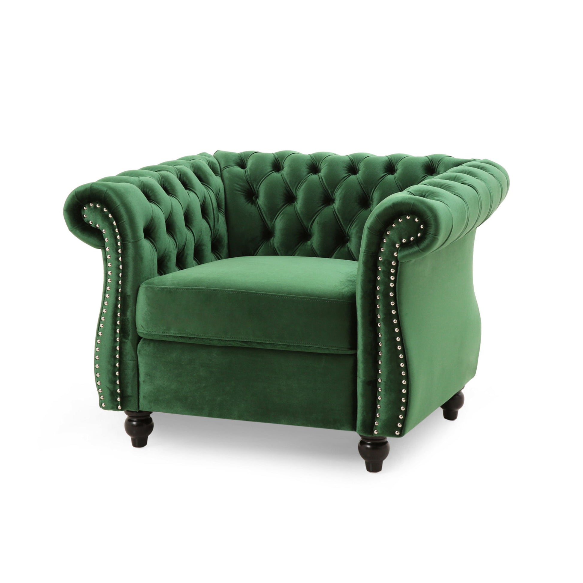 Nexuson - Upholstered Chesterfield Chair With Deep Tufted And Nailhead Trim Noble House