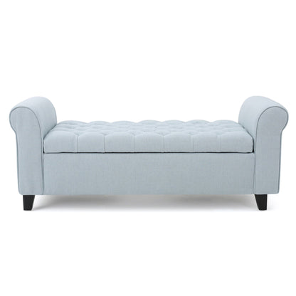 Hayes - Contemporary Armed Storage Bench With Rolled Arms And Button Tufting Noble House