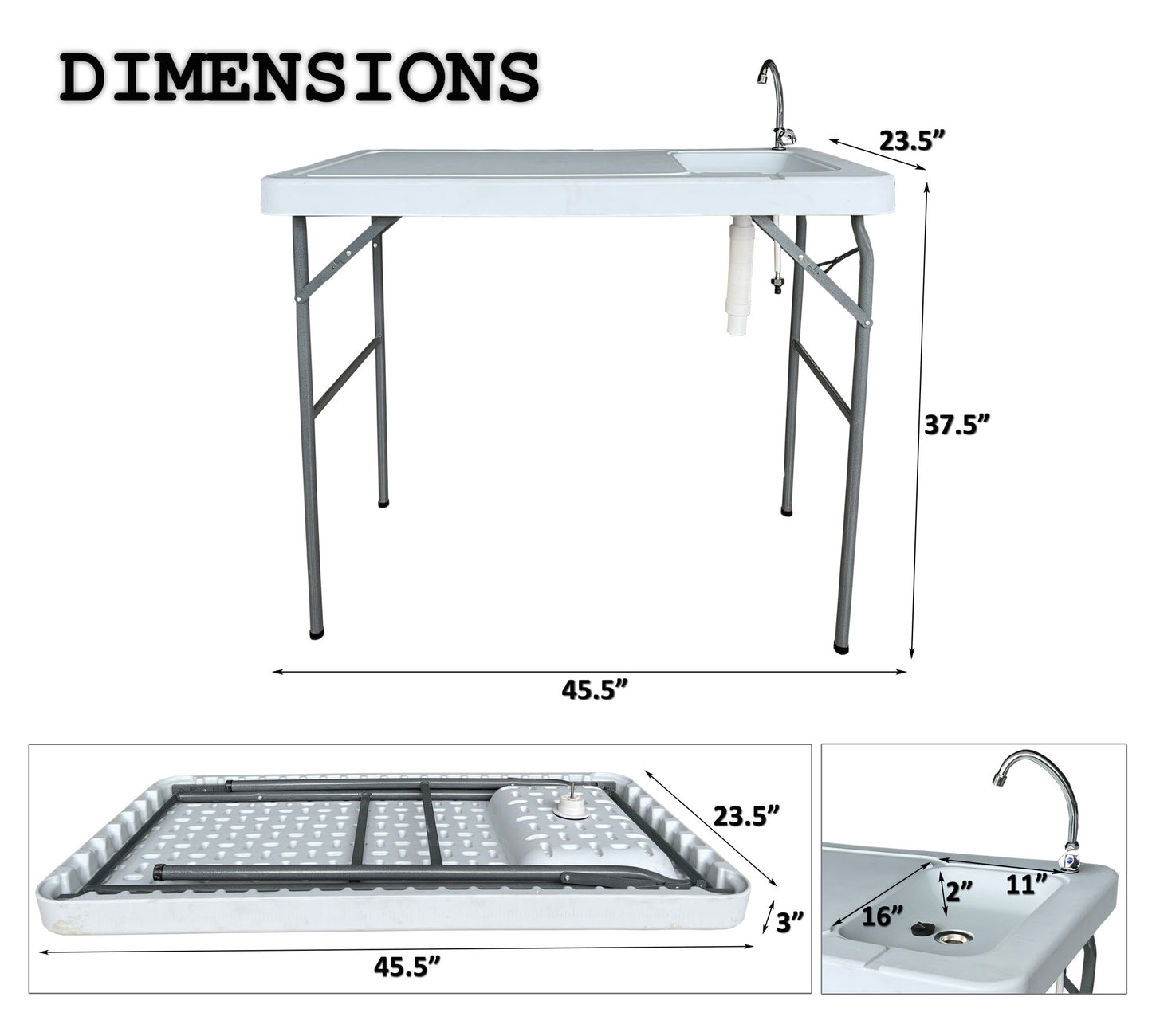 Outdoor Fish And Game Cutting Cleaning Table With Sink And Faucet - Off White Home Essentials