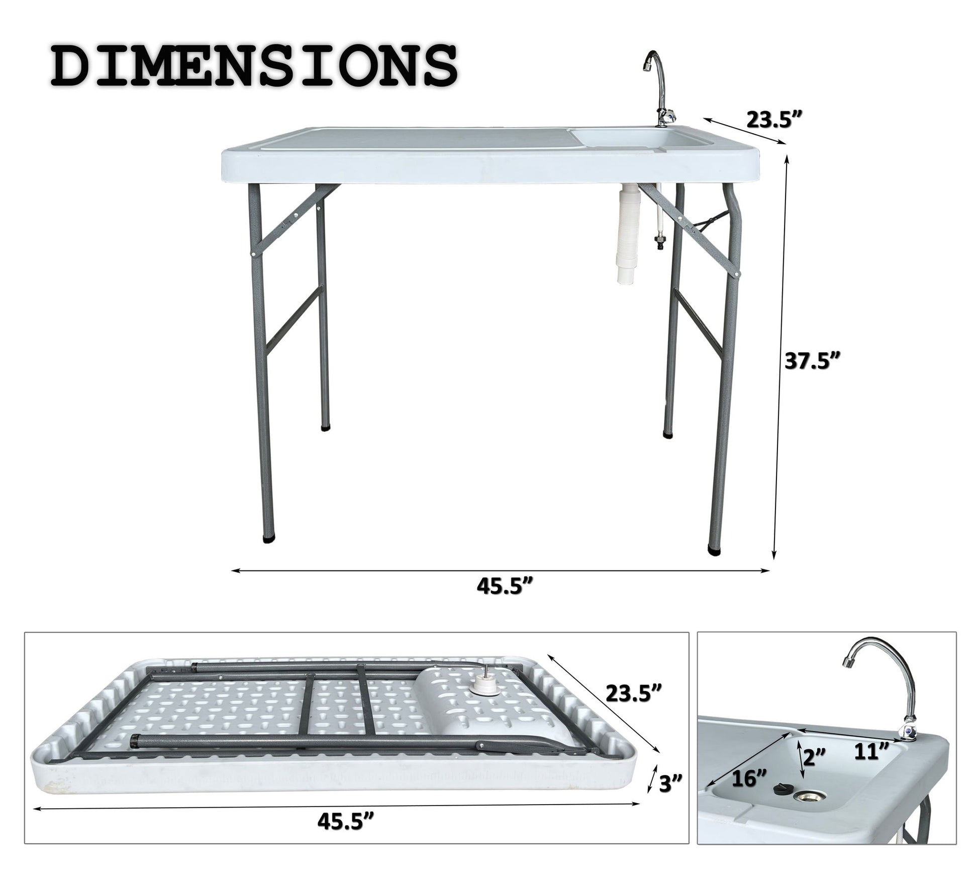 Outdoor Fish And Game Cutting Cleaning Table With Sink And Faucet - Off White Home Essentials