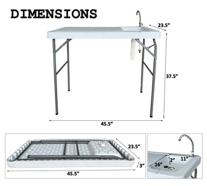 Outdoor Fish And Game Cutting Cleaning Table With Sink And Faucet - Off White Home Essentials