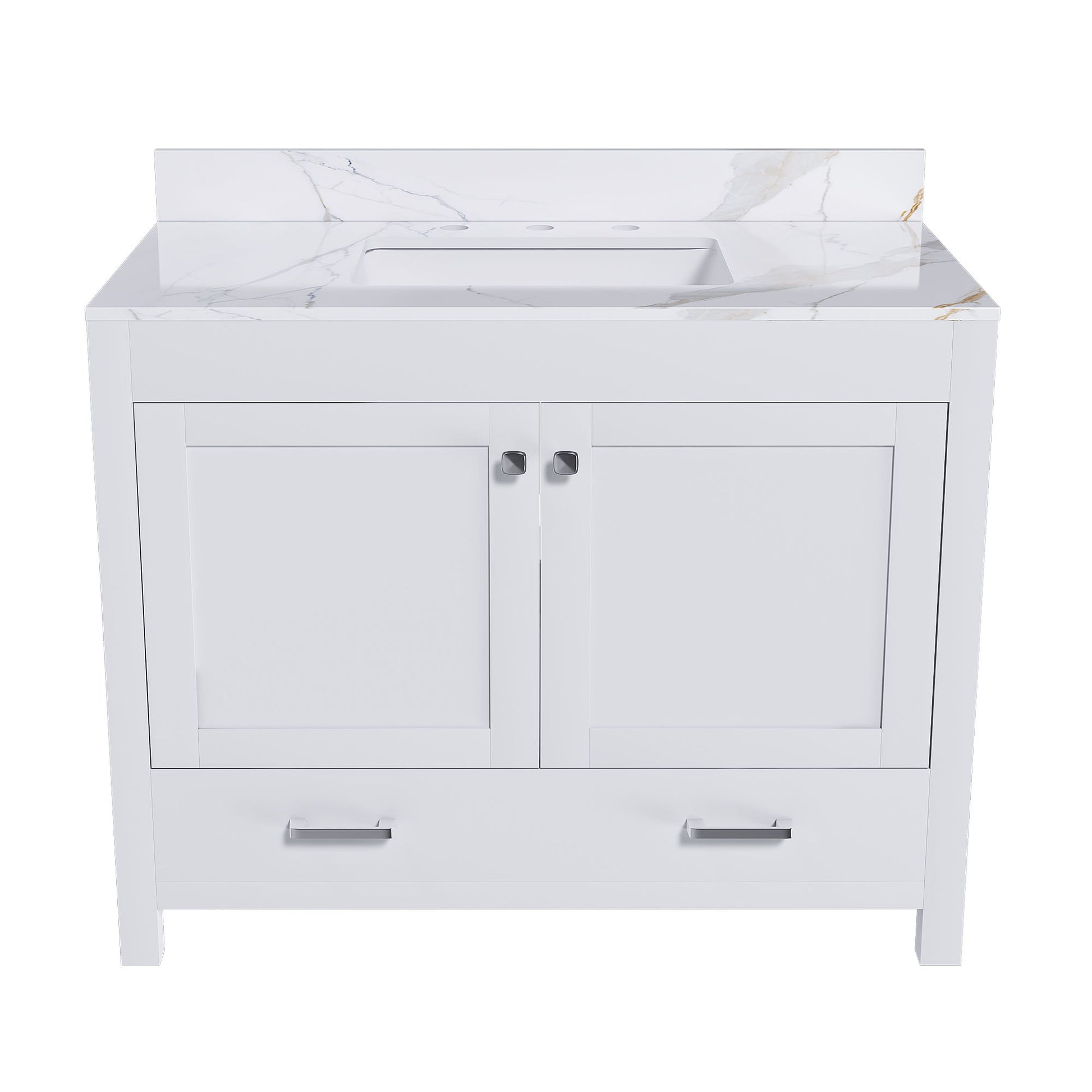 43" Bathroom Vanity, Multi Functional Cabinet With Doors And Drawer - White Home Essentials