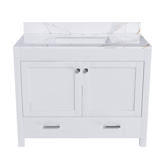 43" Bathroom Vanity, Multi Functional Cabinet With Doors And Drawer - White Home Essentials
