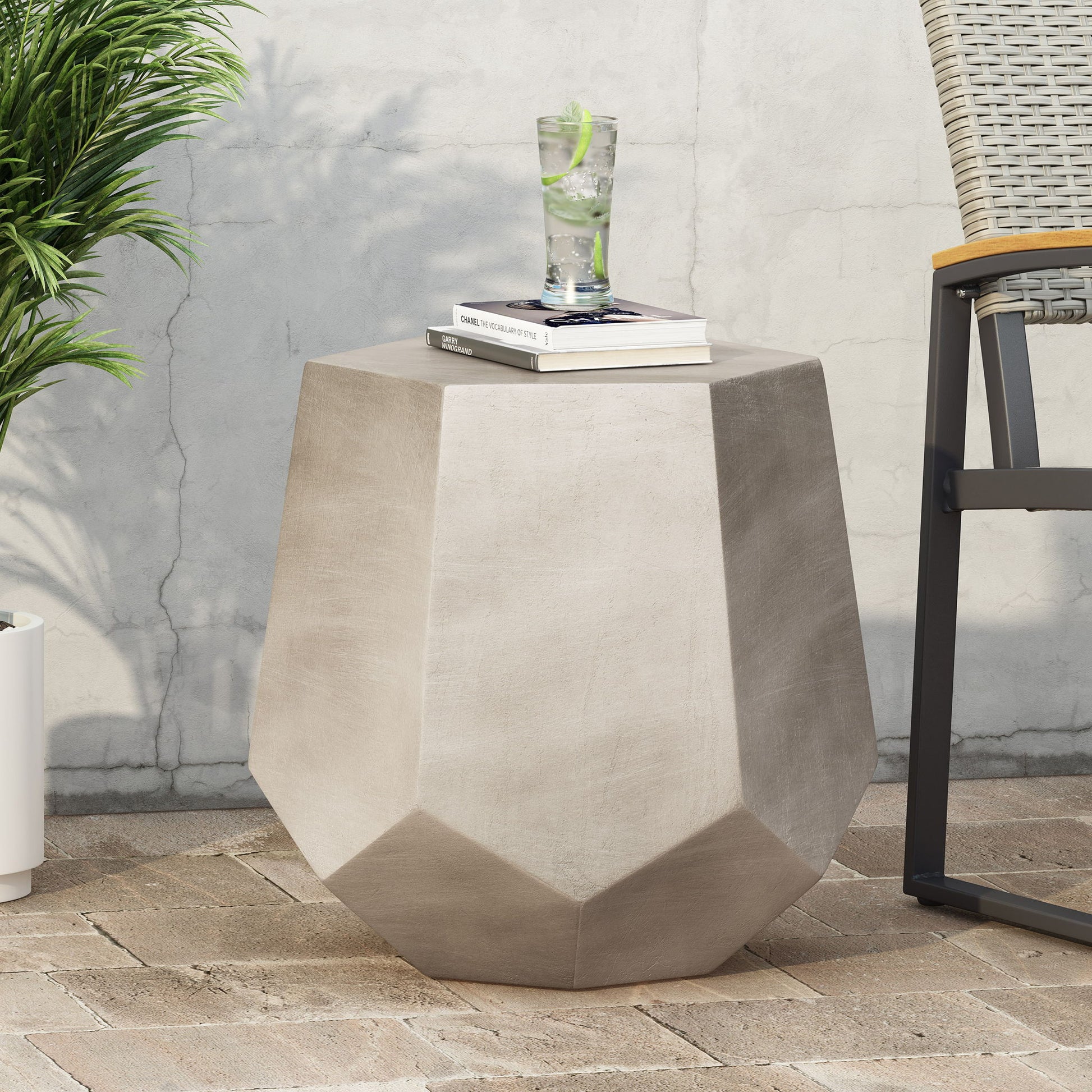 Outdoor Calgary Side Table - Light Gray Noble House