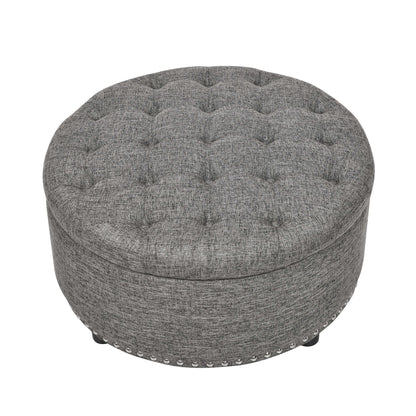 Tufted Storage Ottoman With Upholstery Home Essentials