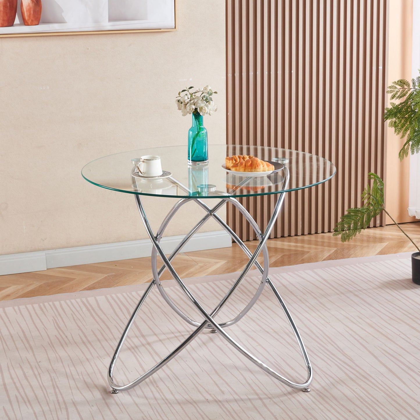 Metal Leg Dining Table With Tempered Glass Top Home Essentials
