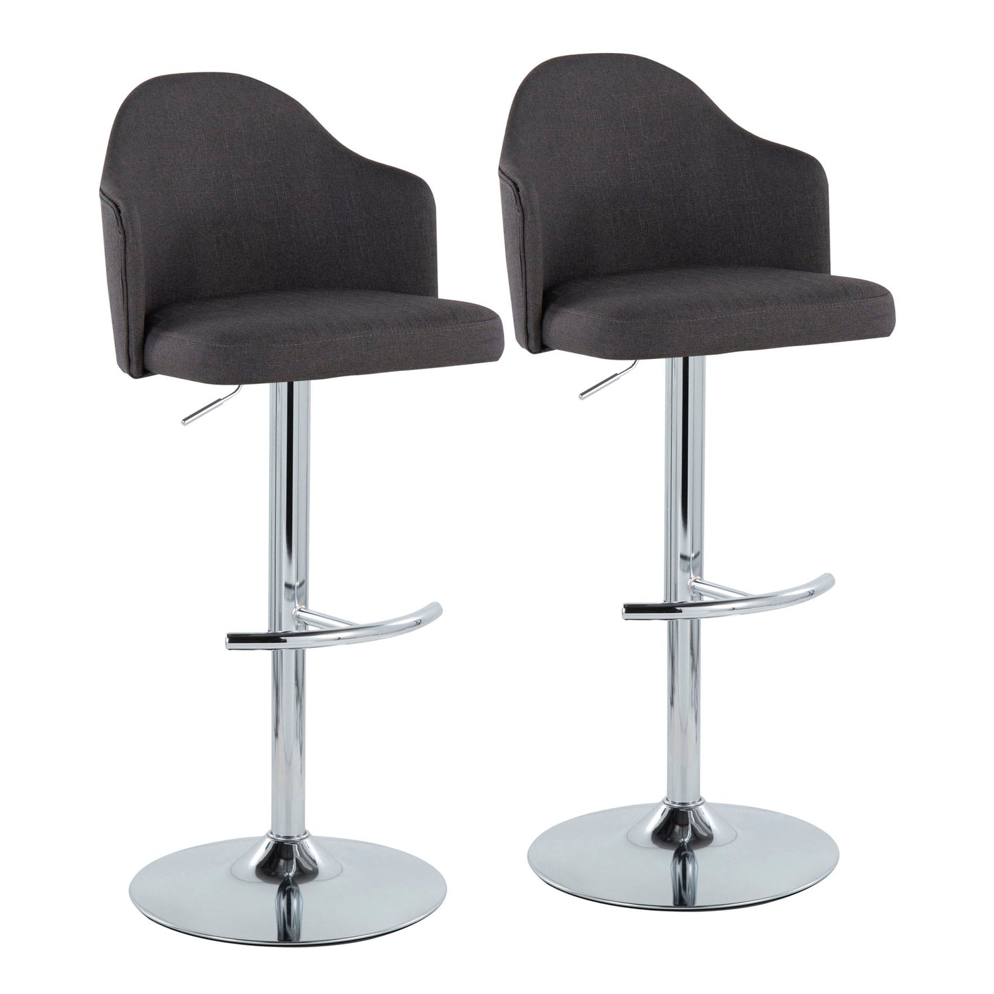 Ahoy - Contemporary Adjustable Barstool With Swivel With Rounded T Footrest (Set of 2) Lumi Source