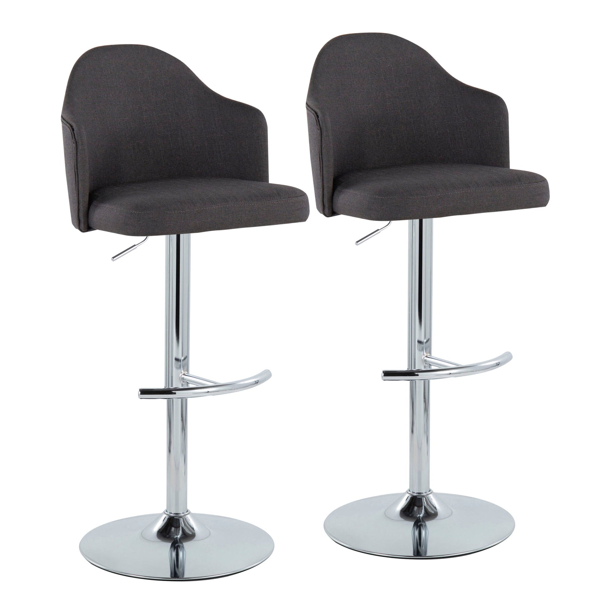 Ahoy - Contemporary Adjustable Barstool With Swivel With Rounded T Footrest (Set of 2) Lumi Source