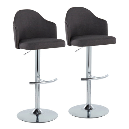 Ahoy - Contemporary Adjustable Barstool With Swivel With Rounded T Footrest (Set of 2) Lumi Source