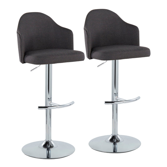 Ahoy - Contemporary Adjustable Barstool With Swivel With Rounded T Footrest (Set of 2) Lumi Source