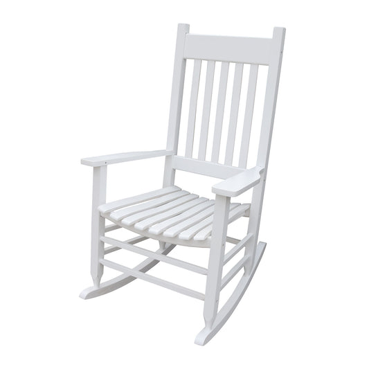 Classic Wooden Porch Rocker Chair White Populus Wood Comfortable Design Home Essentials