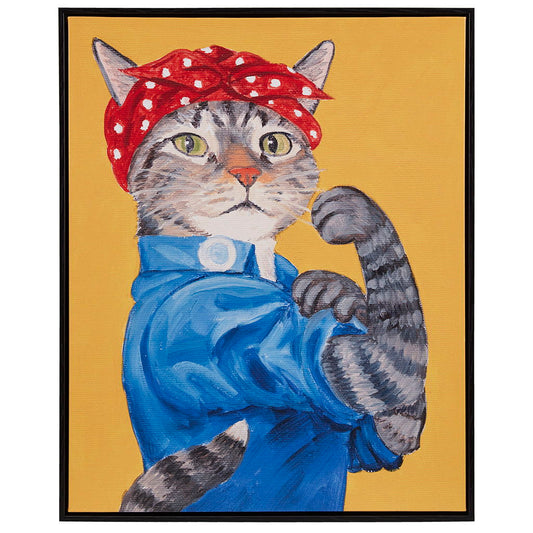 Pet Portrait - Rosie The Feline Framed Canvas Wall Art - Rosie Feline