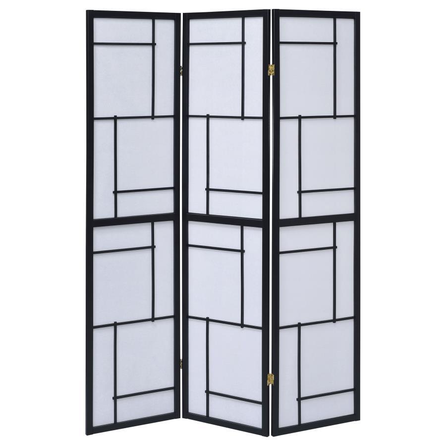 Damis - 3-Panel Room Divider Folding Shoji Screen - Black CoasterEveryday
