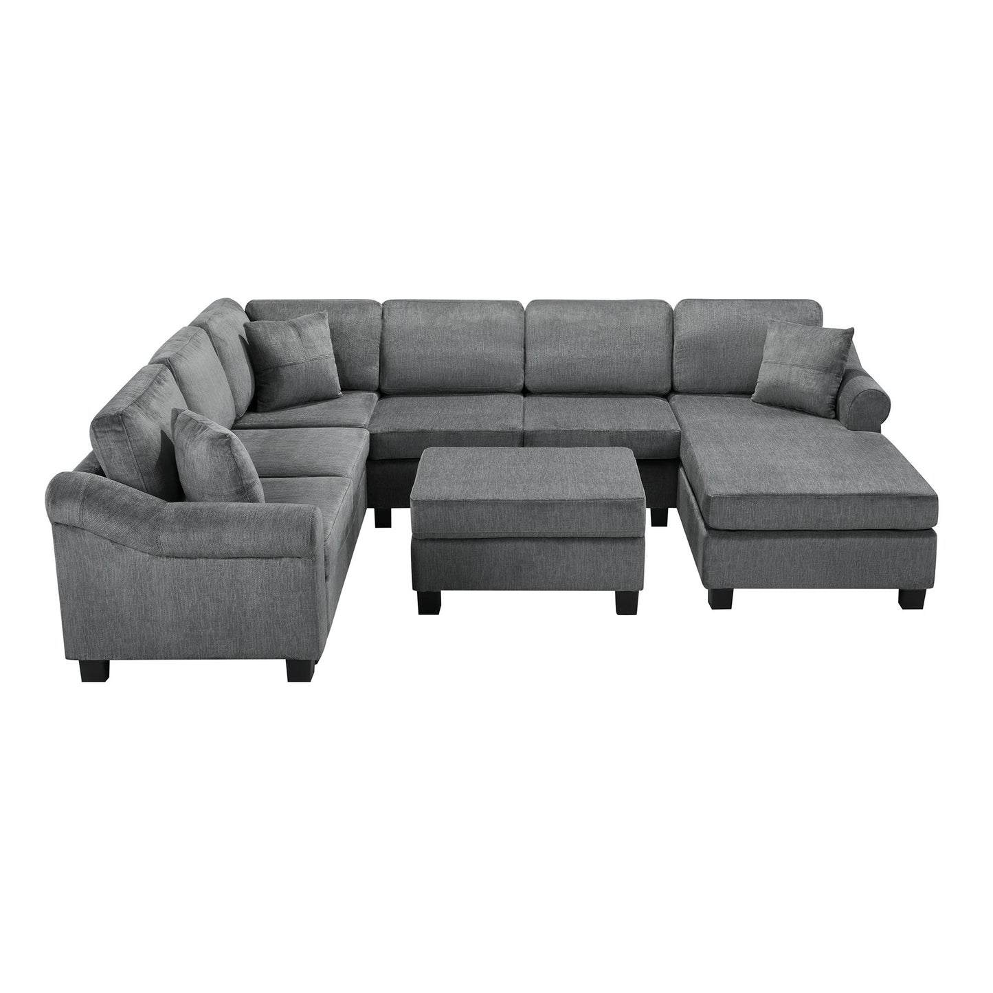Contemporary U - Shaped Sectional Sofa With Movable Storage Ottoman Hearth and Haven