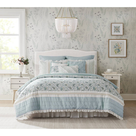 Dawn - Queen - 9 Piece Comforter Set - Blue Madison Park