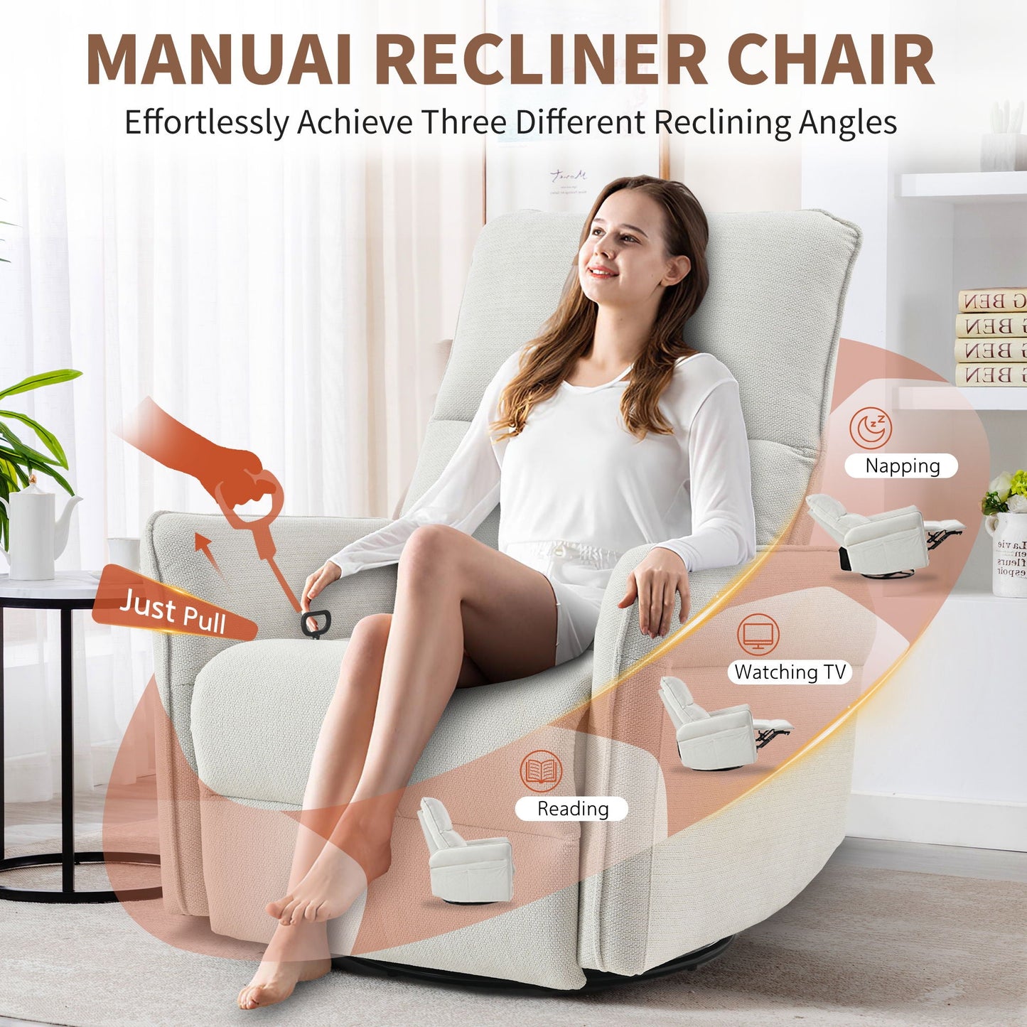 270° Power Swivel Rocker Glider Recliner Chair With USB Ports Home Essentials