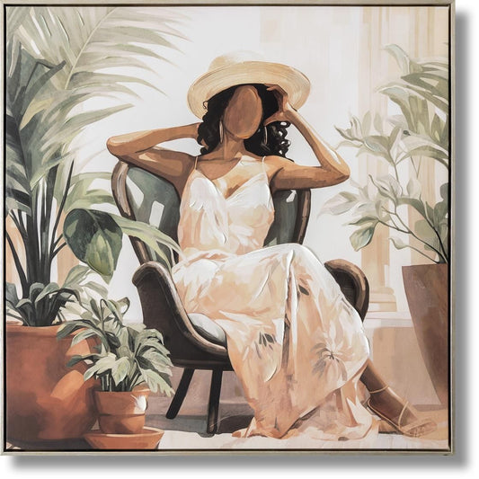 Sunlit Oasis Muse - 33" x 33" Framed Wall Art Classy Art