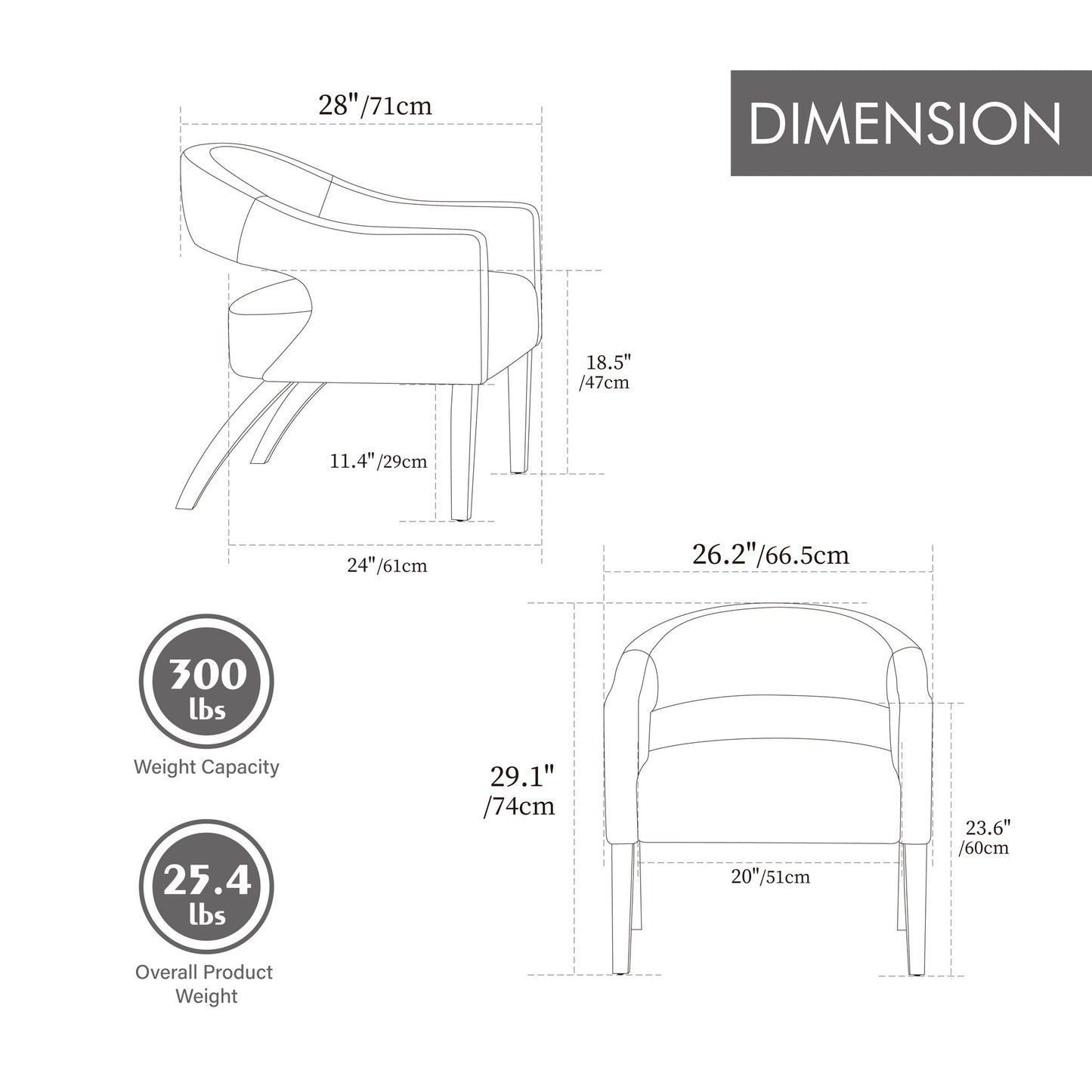 Upholstered Open Back Armchair With Weathered Rubberwood Legs Home Essentials