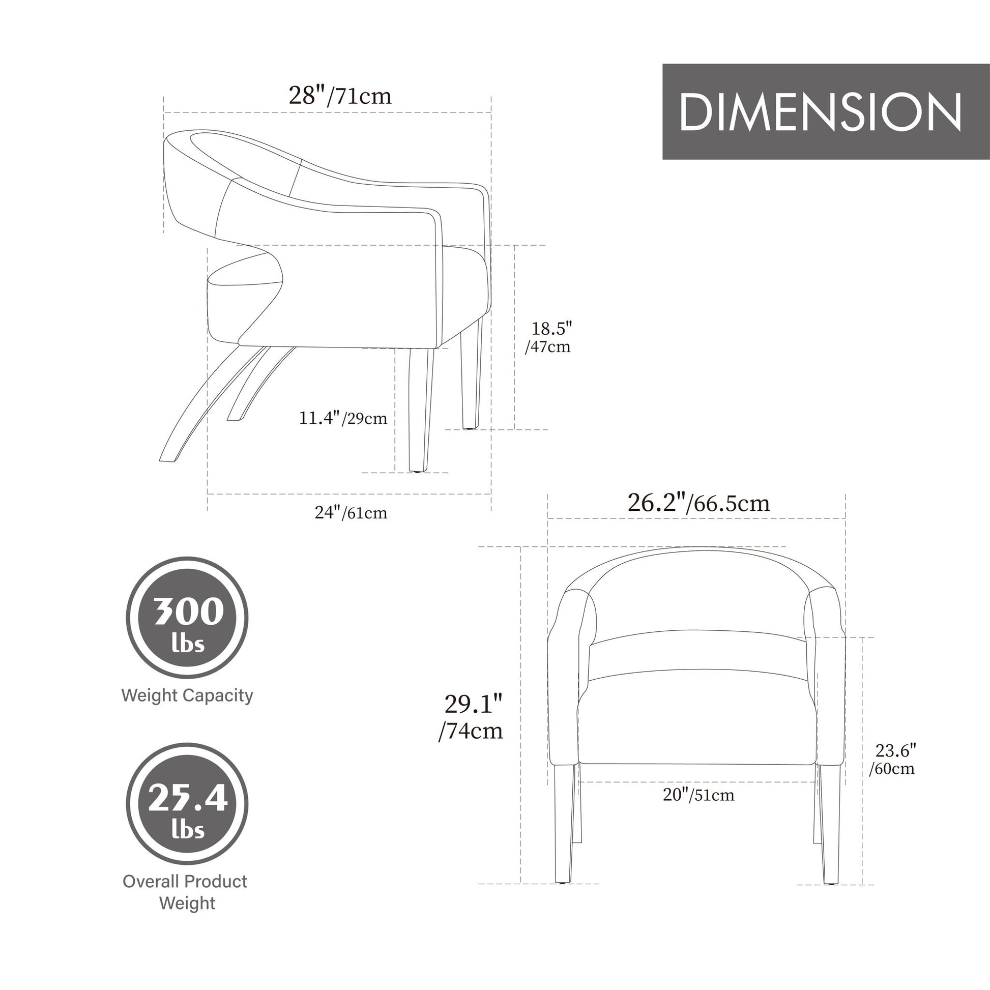 Upholstered Open Back Armchair With Weathered Rubberwood Legs Home Essentials