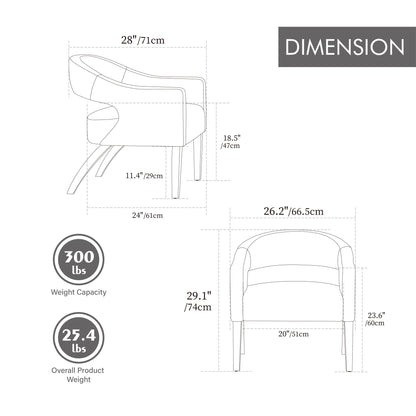 Upholstered Open Back Armchair With Weathered Rubberwood Legs Home Essentials