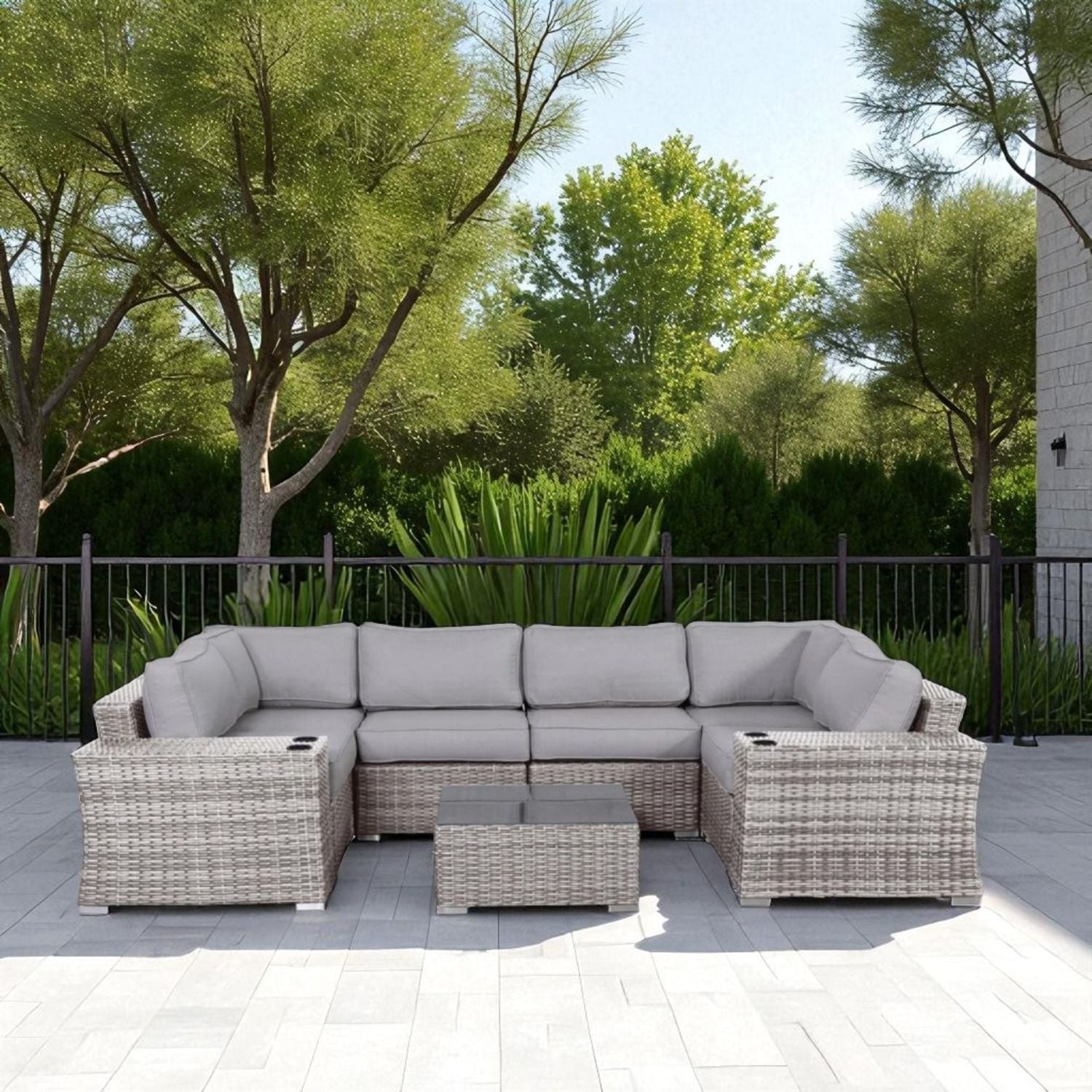 4 Person Patio Seating Set With Cushions, All Weather - Gray LSI Patio Furniture