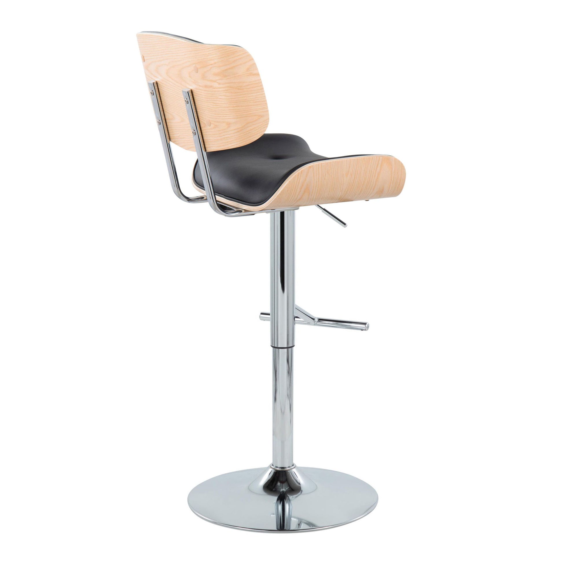 Lombardi - Contemporary Adjustable Barstool With Swivel With Straight T Footrest (Set of 2) Lumi Source