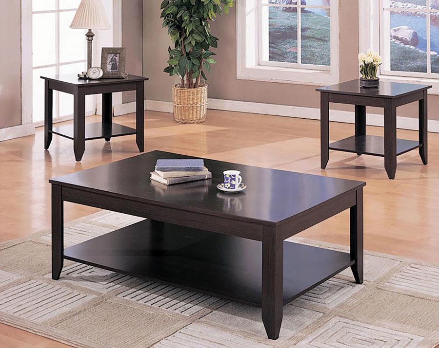 Brooks - 3 Piece Rectangular Coffee Table Set - Cappuccino CoasterEssence