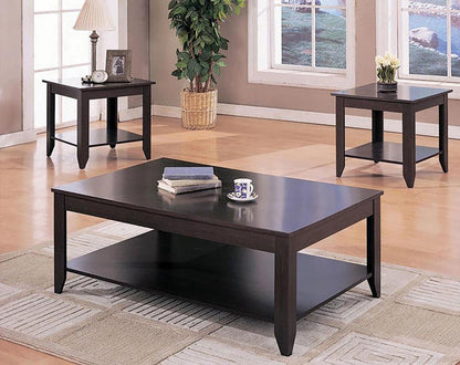 Brooks - 3 Piece Rectangular Coffee Table Set - Cappuccino CoasterEssence