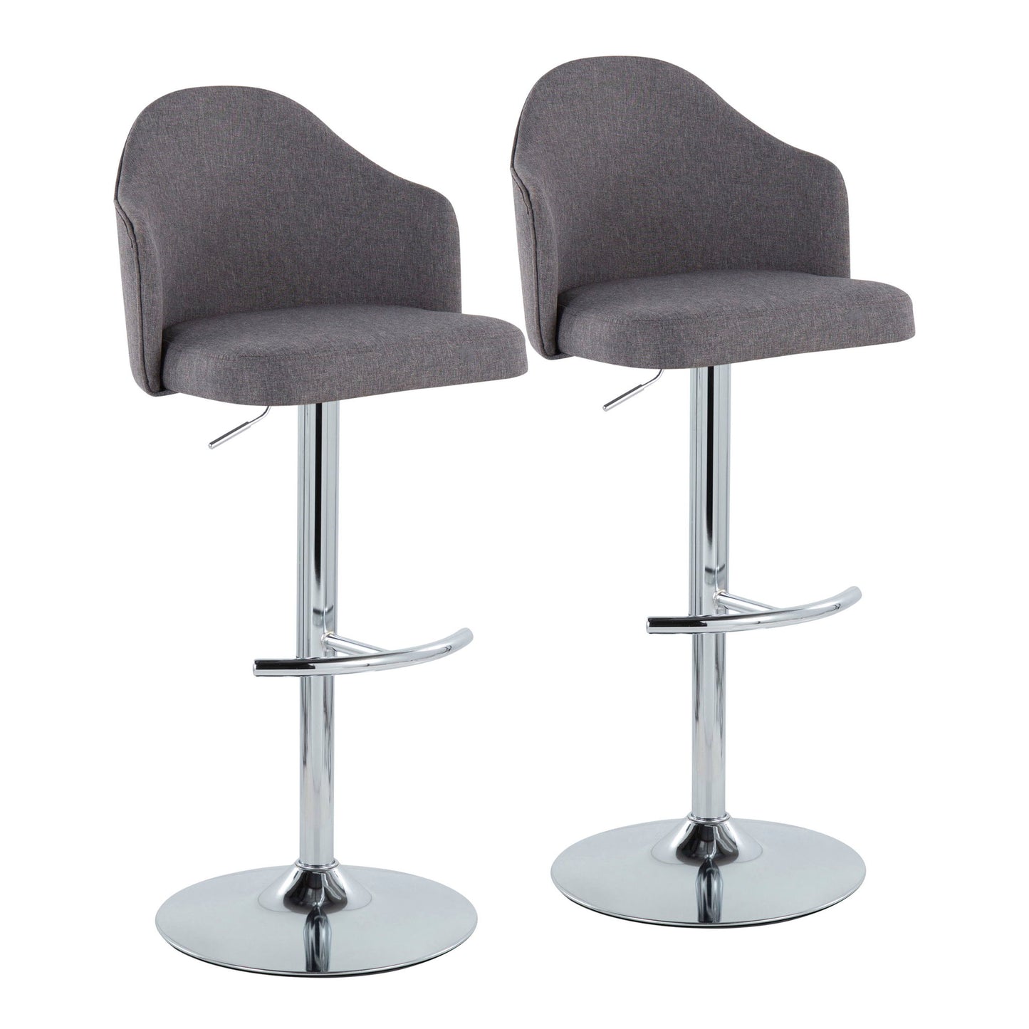 Ahoy - Contemporary Adjustable Barstool With Swivel With Rounded T Footrest (Set of 2) Lumi Source