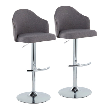 Ahoy - Contemporary Adjustable Barstool With Swivel With Rounded T Footrest (Set of 2) Lumi Source