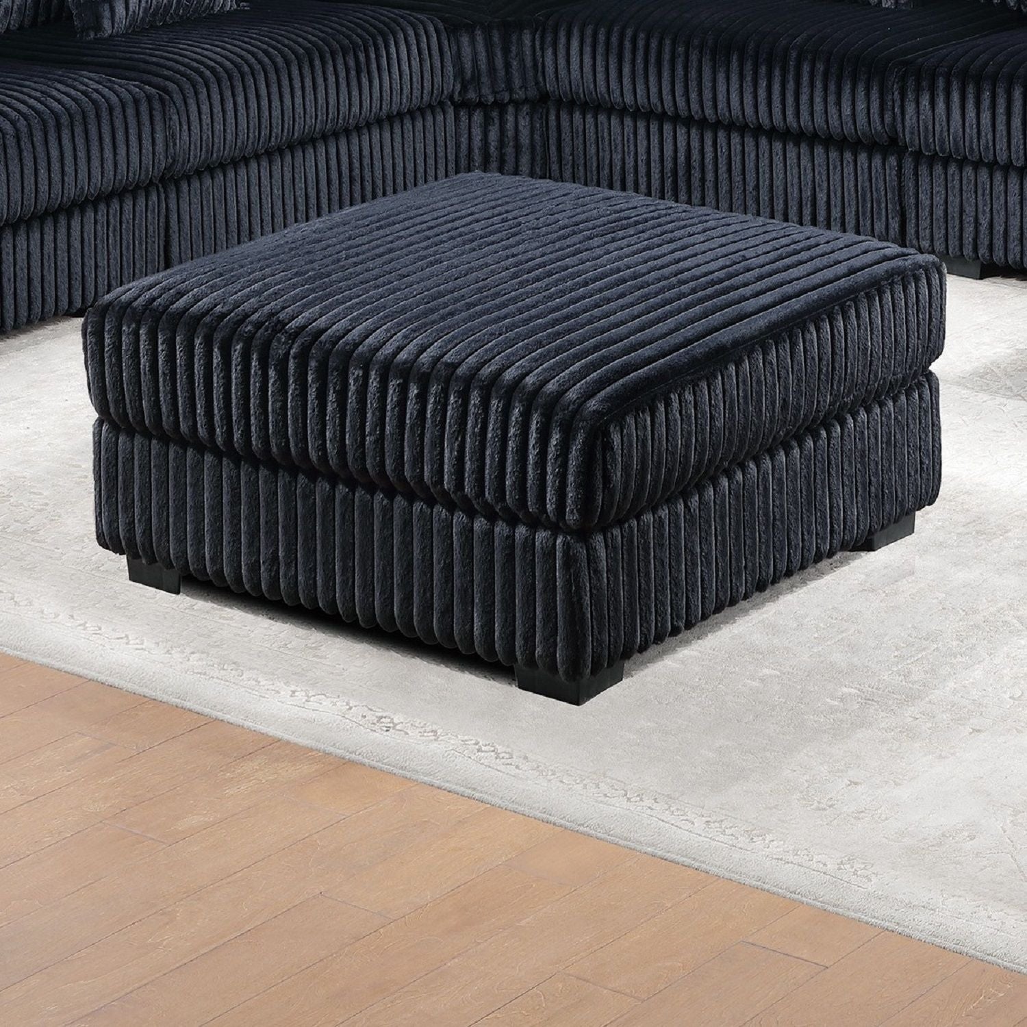 Soft Upholstered Ottoman - Black Home Essentials