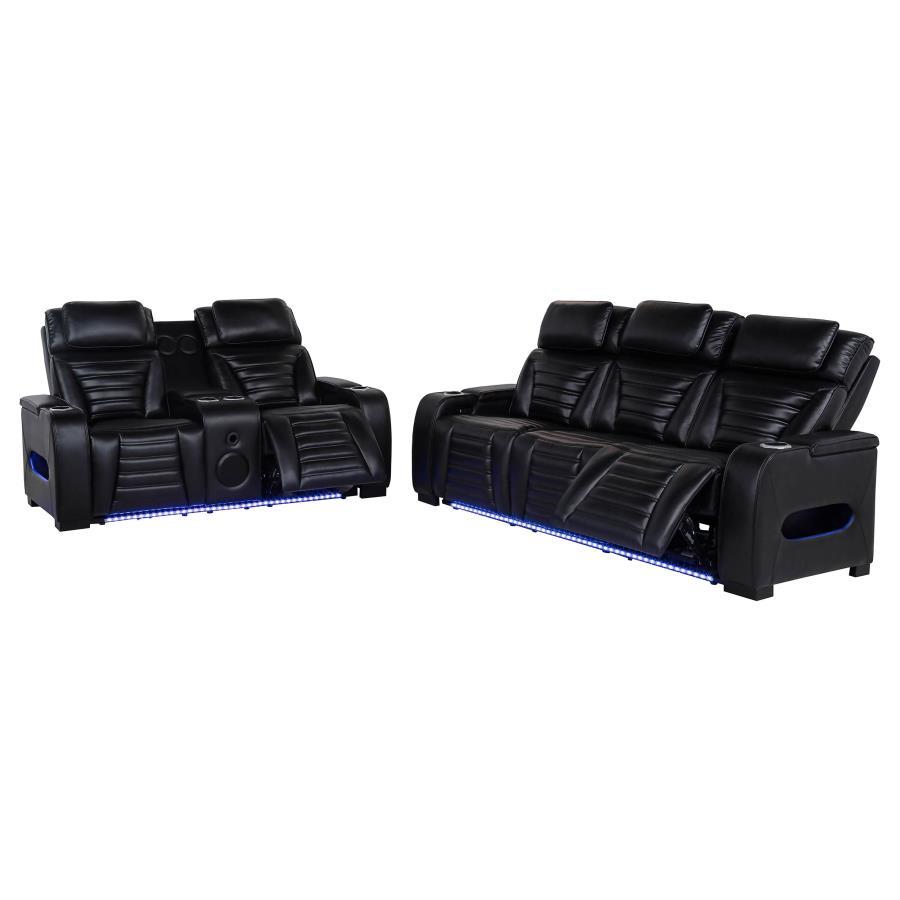 Zuma - Faux Leather Dual Power LED Sofa Set Coaster Fine Furniture