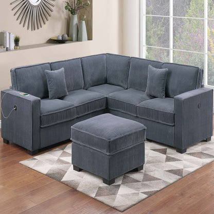 Modern Sectional Set With Cocktail Ottoman Home Essentials