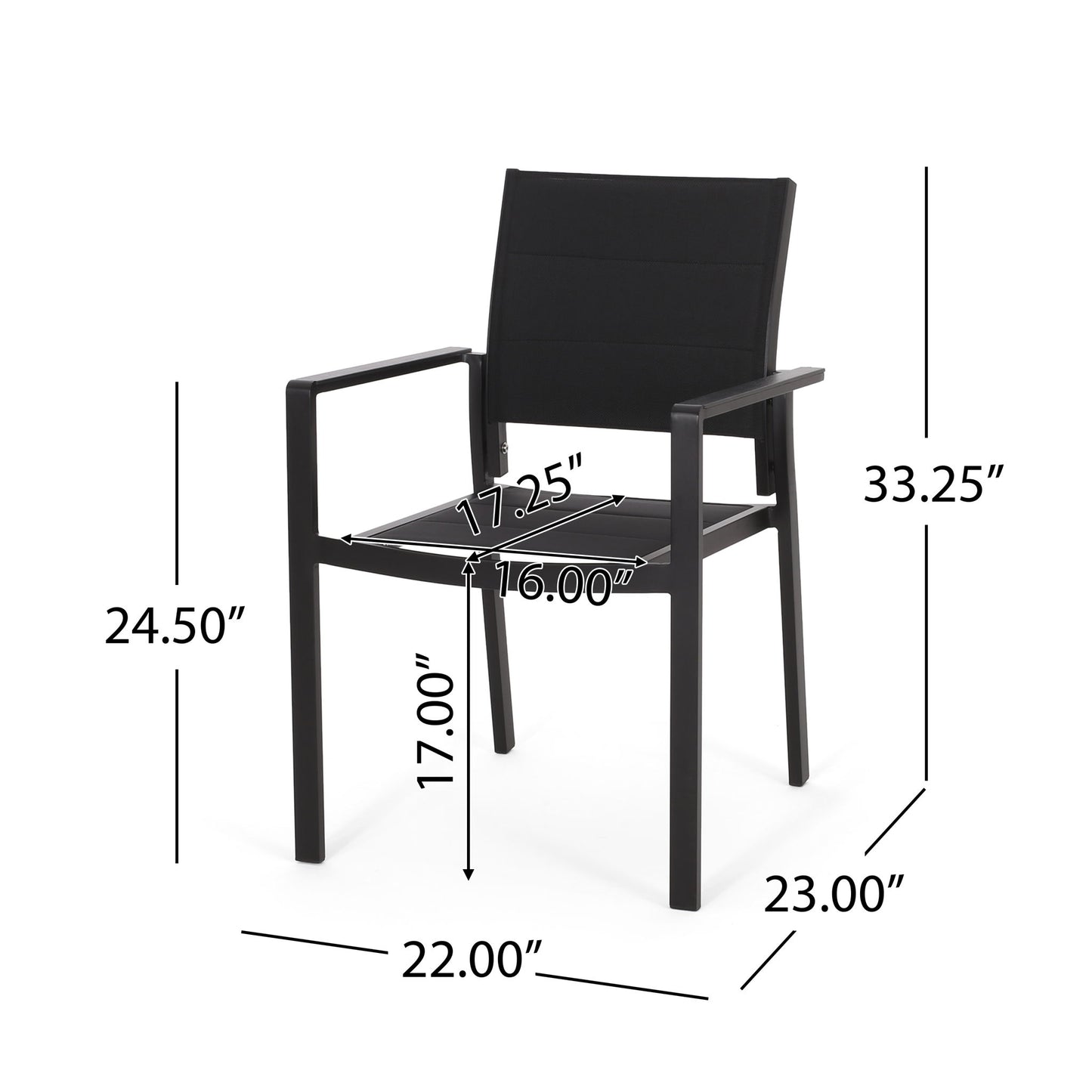 Baird - Outdoor Mesh And Aluminum Dining Chairs - Black Noble House