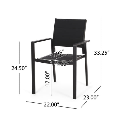 Baird - Outdoor Mesh And Aluminum Dining Chairs - Black Noble House