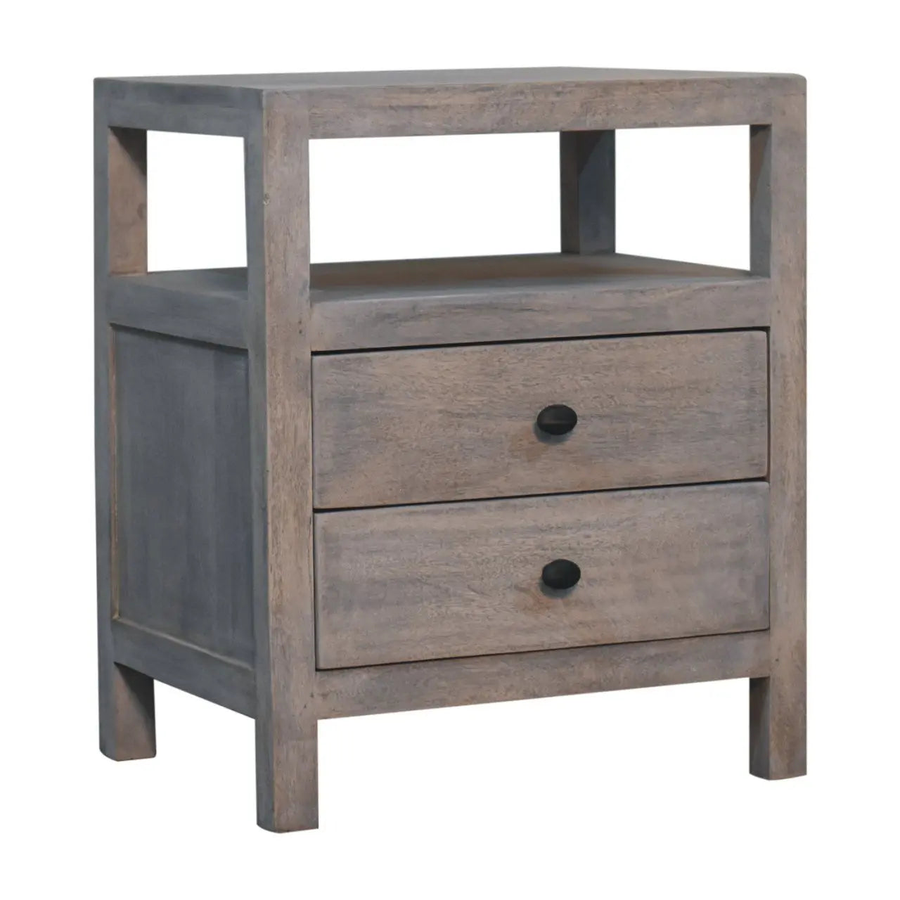 2 Drawer Open Bedside Table - Gray Ash Artisan Furniture