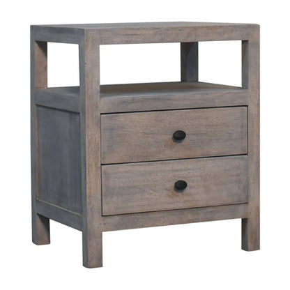 2 Drawer Open Bedside Table - Gray Ash Artisan Furniture