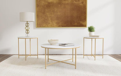 Ellison - Round Marble Coffee And End Table Set Coaster Fine Furniture