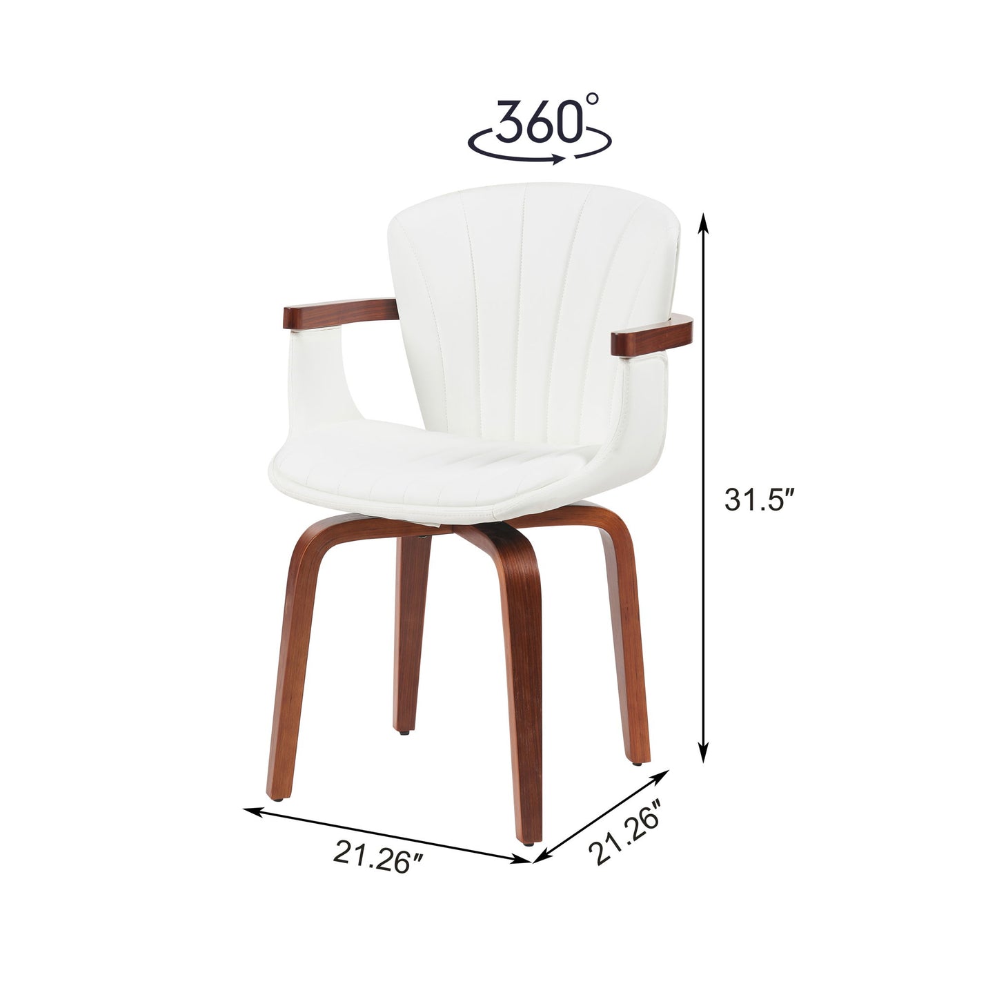 Mid Century Modern Bentwood Swivel Dining Chairs (Set of 2) - White / Walnut Hearth and Haven