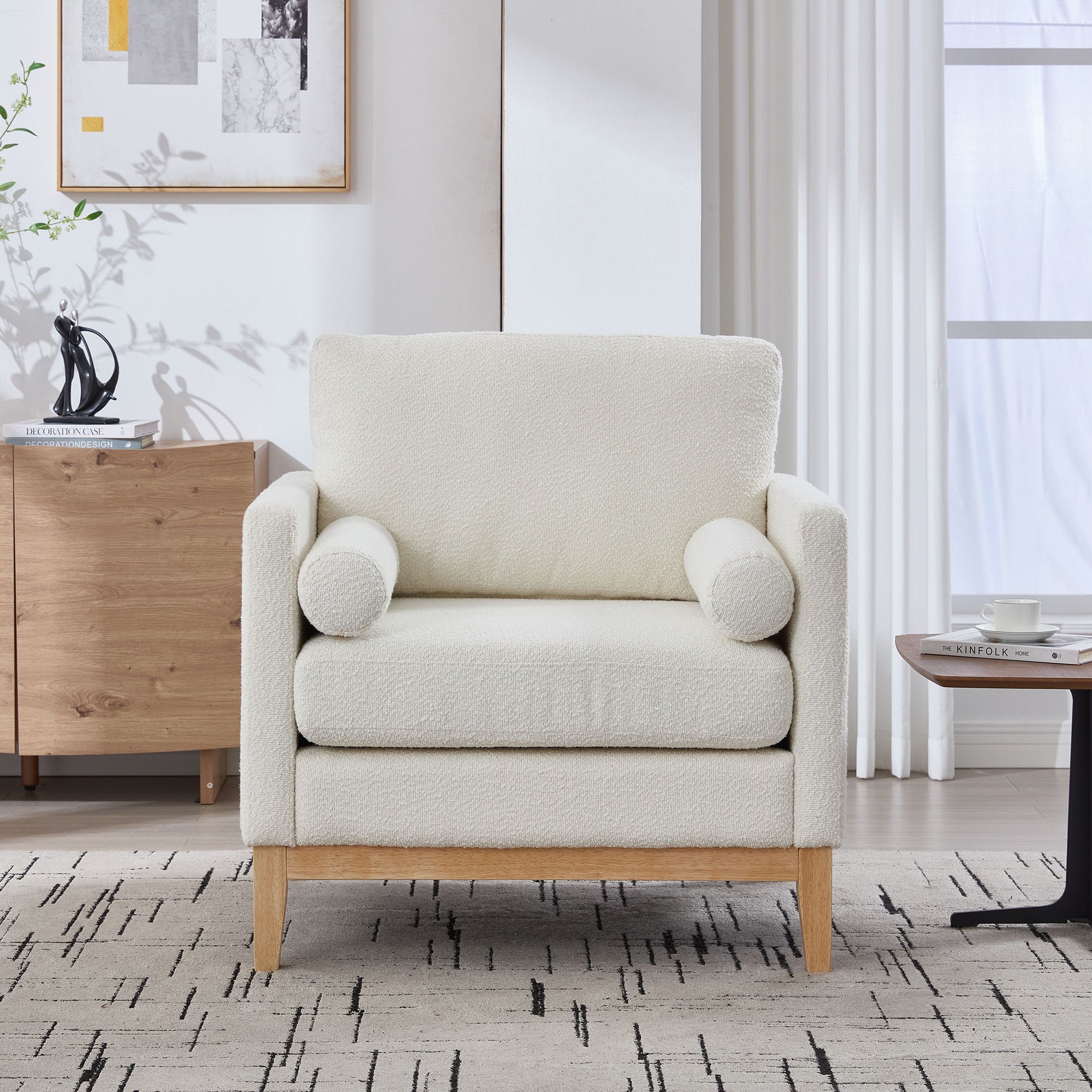 Wide Modern Performance Accent Chair With Natural Legs Home Essentials