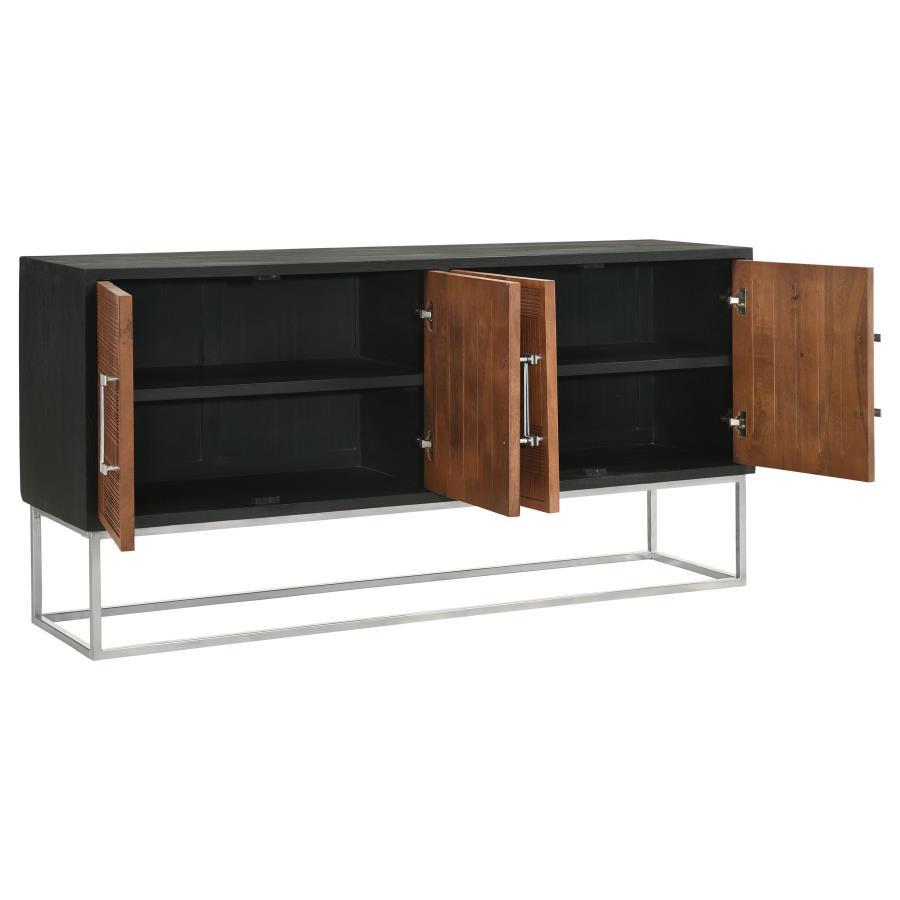 Borman - 4 Door Wood Accent Cabinet - Walnut And Black Coaster Fine Furniture