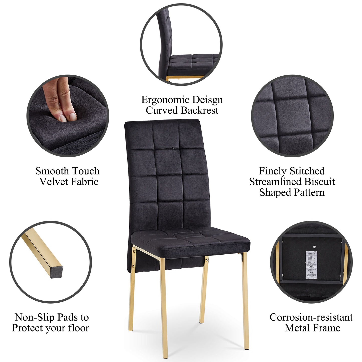 Velvet High Back Nordic Dining Chair Modern Chair With Golden Color Legs