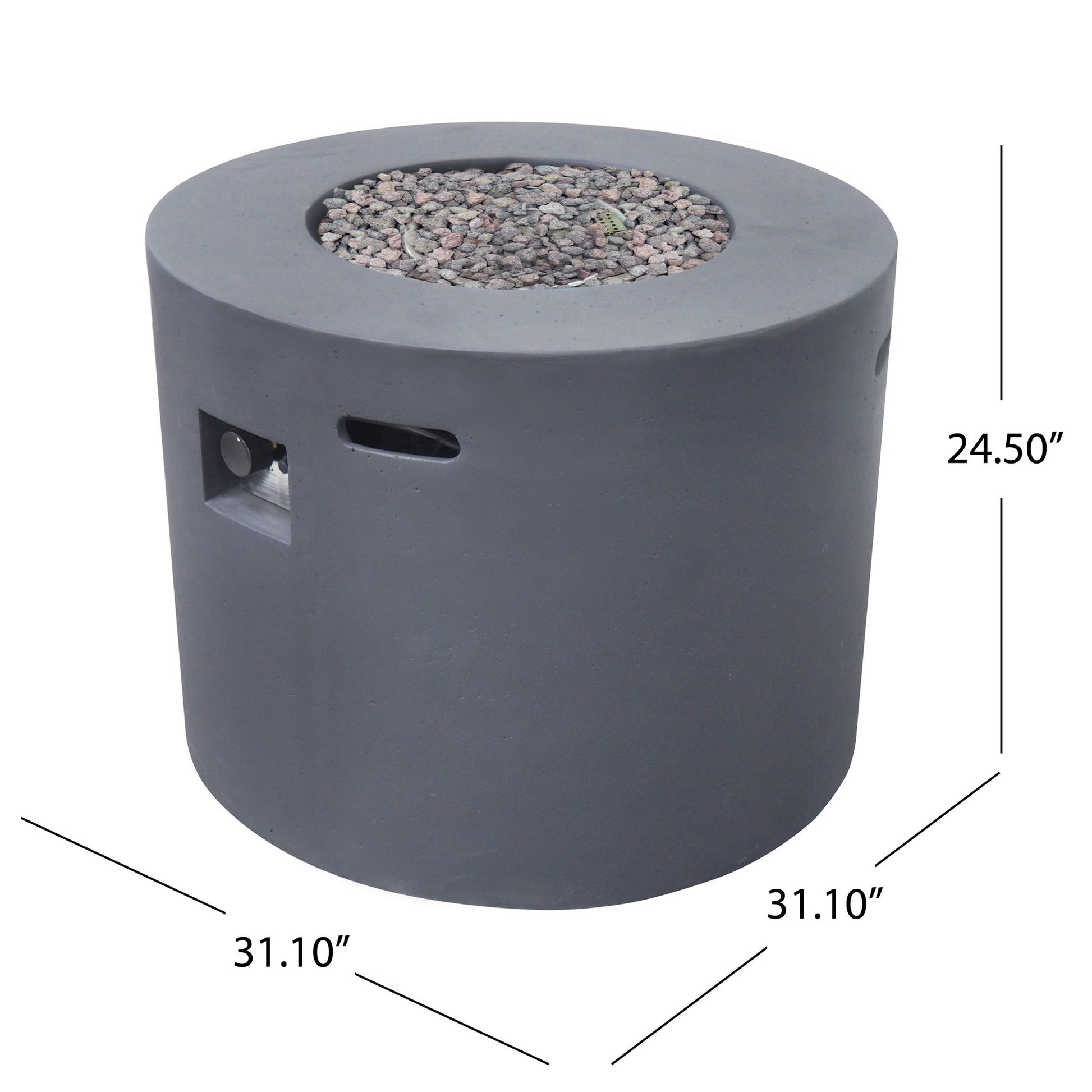 Round Iron Fire Pit With 40,000 Btu Noble House