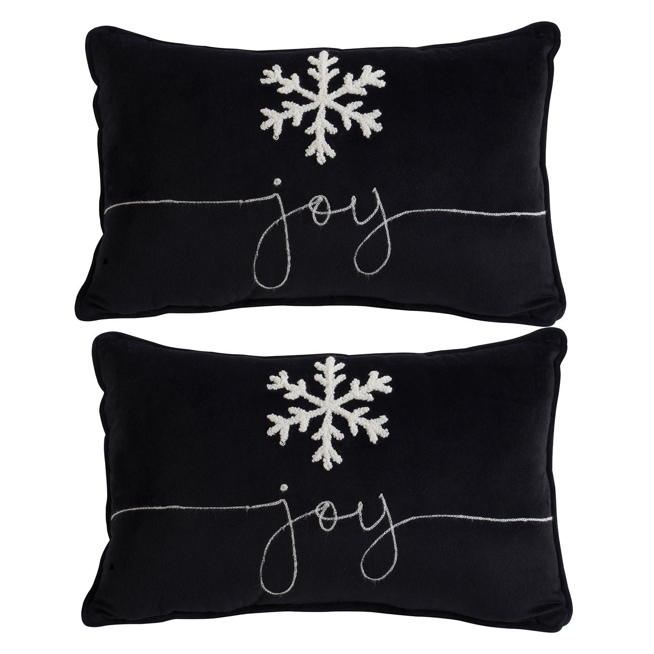 Velvet Pillow With Embroidered Joy And Frosty Snowflake, For Christmas Halloween Holiday Decor (Set of 2) Daily Nest