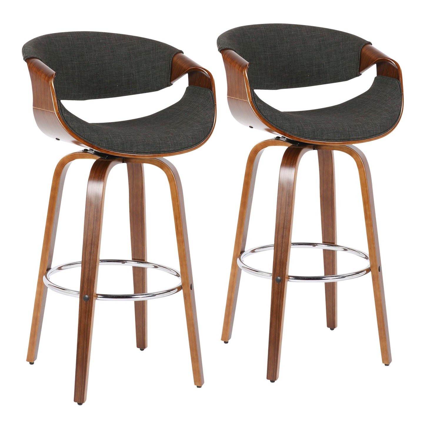 Curvini Mid - Century Modern Fixed Height Barstool With Swivel (Set of 2) Lumi Source